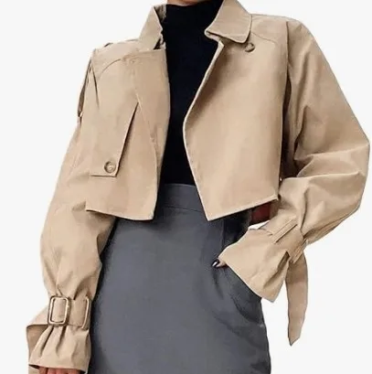 Women's Autumn And Winter Coats2026 Women's Short Trench Coat Long-sleeved Casual Jacket Classic Double-breasted Lapel Coat Fash