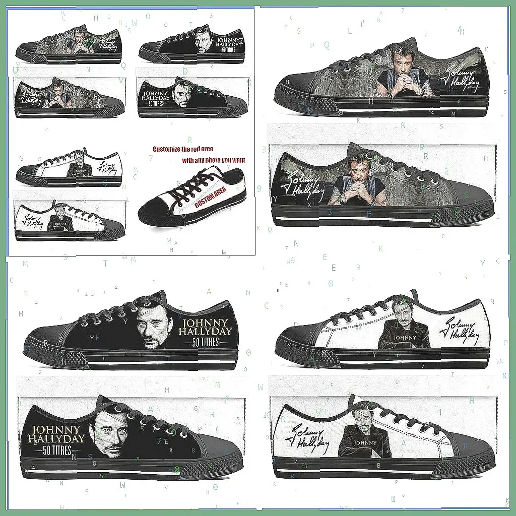

Johnny Hallyday Canvas Sneakers | Custom Rock Singer Print | Unisex Casual Shoes for Men & Women