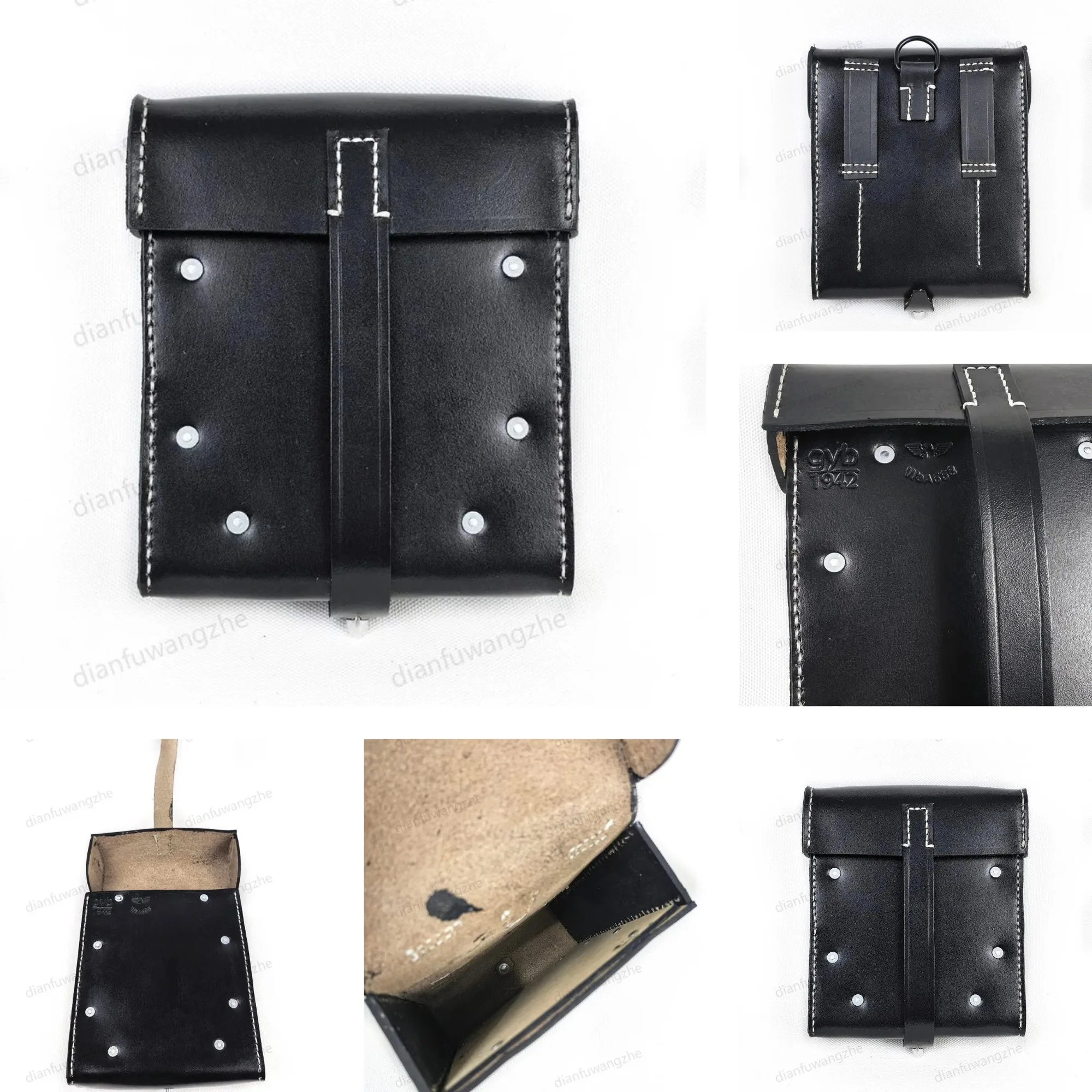 WW2 German Replica Leather Tool Box No Inner Structure Reenactment Storage Case for Historical Costume Display Collection