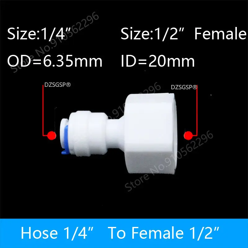 Reverse Osmosis Quick Coupling 1/4 3/8 Hose Connection Connector 2 Way Equal Straight Water Plastic Pipe Fitting