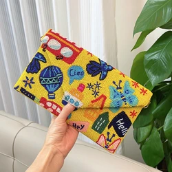 DOYUTIG Brand Indian Handcrafted Bead Cartoon Pattern Handbag Women Embroidered Crossbody Bag Lady Envelope Party Clutches N020