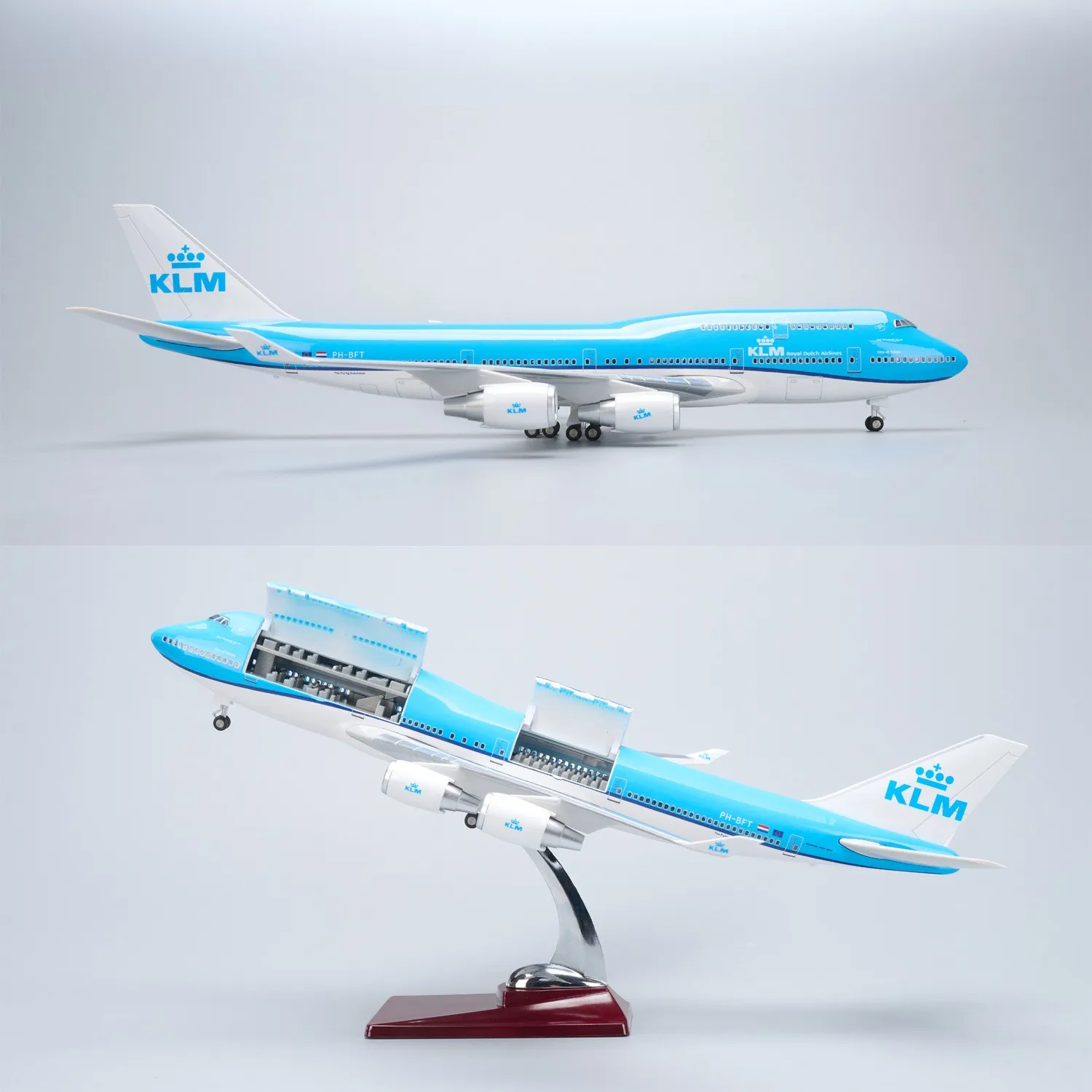 47cm Large Scale KLM B747 Resin Diecast Airplane Model Kit（Cabin Door Openable）Aviation Enthusiasts Gifts or Decorations