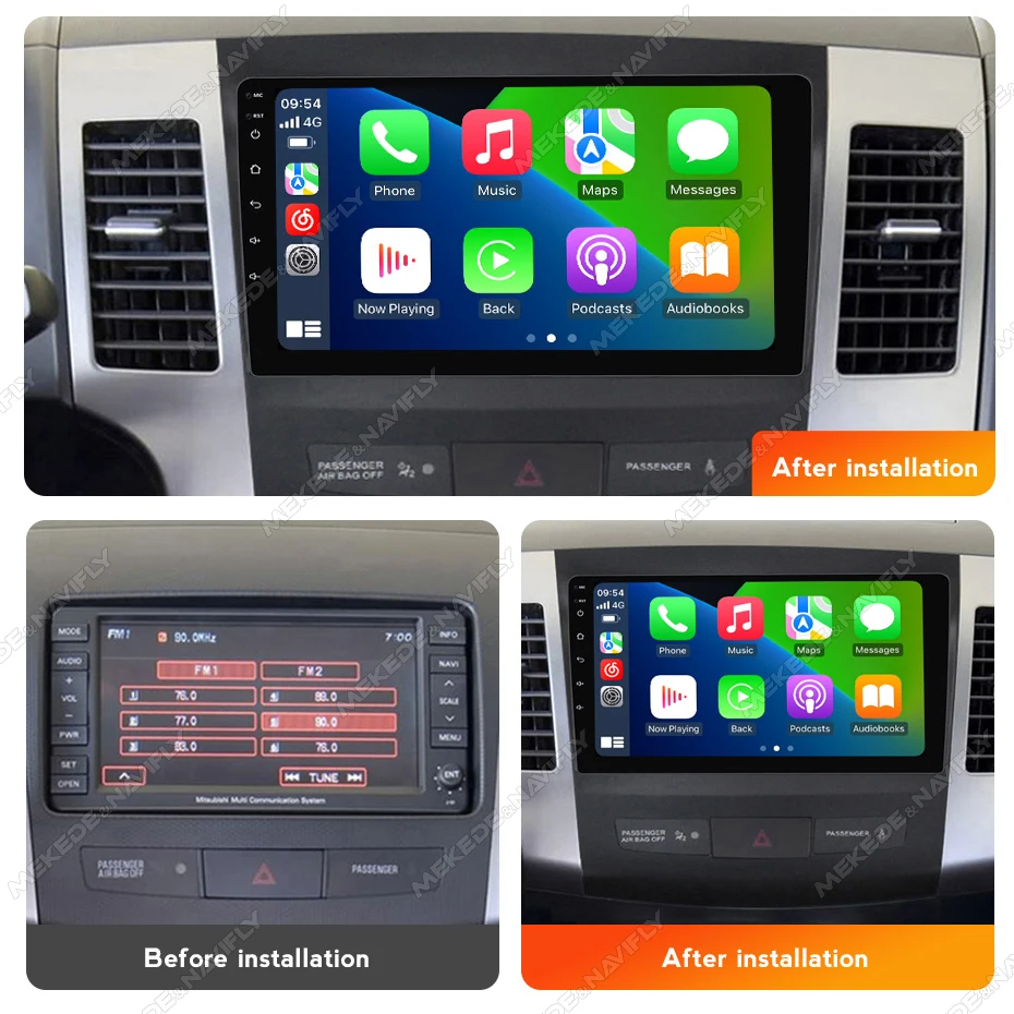 MEKEDE 9inch Car Radio Carplay GPS for Mitsubishi Outlander 2006 - 2011 Peugeot 4007 Citroen C-Crosser Car Intelligent Systems