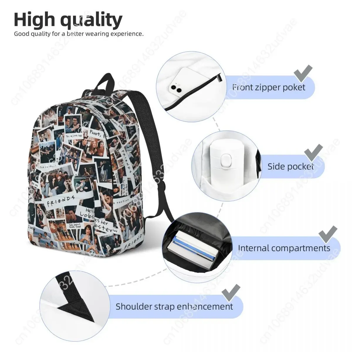 Friends The TV Series Cool Backpack with Pocket High School Work American tv Show Rachel Daypack Men Women College Canvas Bags