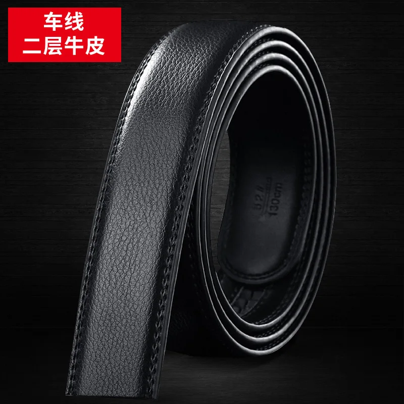 110-135CM Men Leather Belt 3.5CM Wide Strip Body Automatic NONE Free Second Layer Cowhide Factory Wholesale Christmas Gift