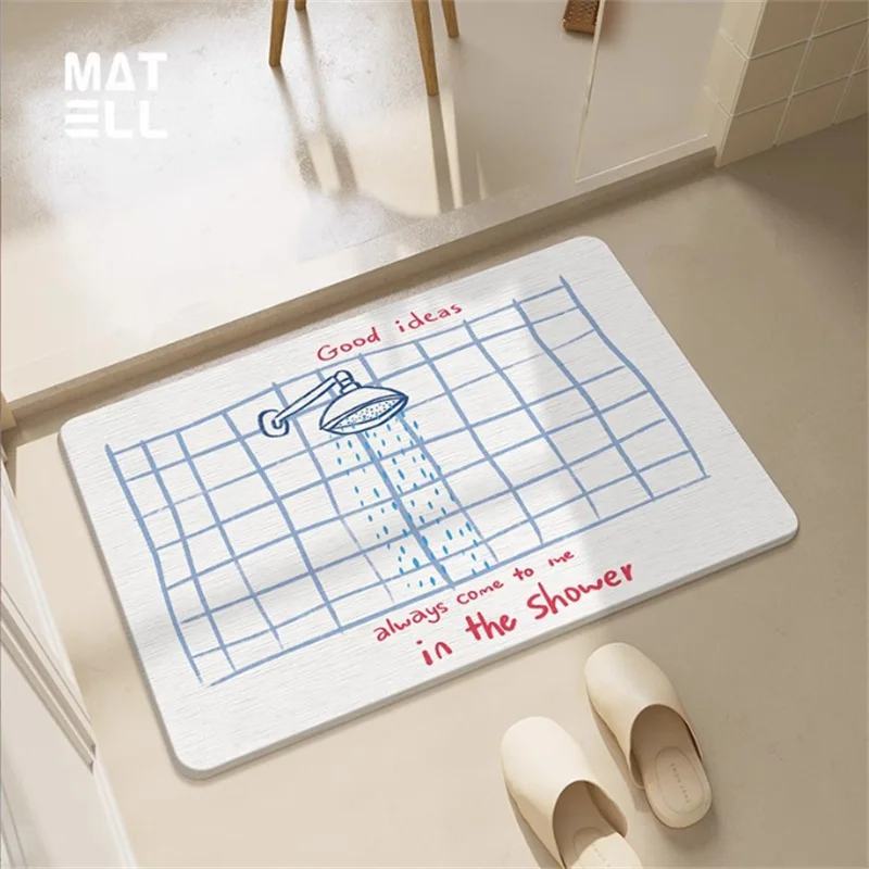 40x60cm Korean Style Bathroom Floor Mat Quick Dry Diatomaceous Earth Water Absorption Dirt Resistant Easy Maintain Anti Slip