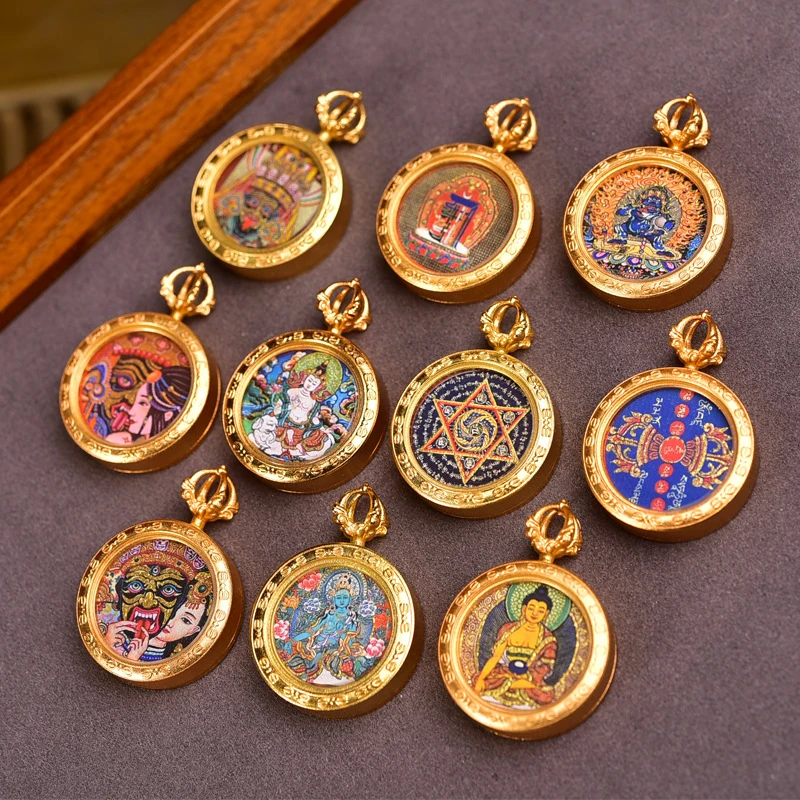 

Fox Spirit Thangka Pendant Handmade OrnamentDIYSemi-finished pendant ornaments, Buddhist beads, Yellow Wealth God thangka pendan