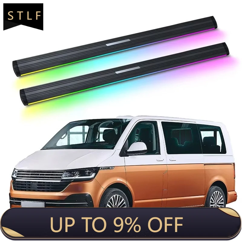 

Electric Running Boards Retractable Aluminum Alloy Neon LED Lights For VW Multivan 2012-2025 Side Steps with Carry Bag