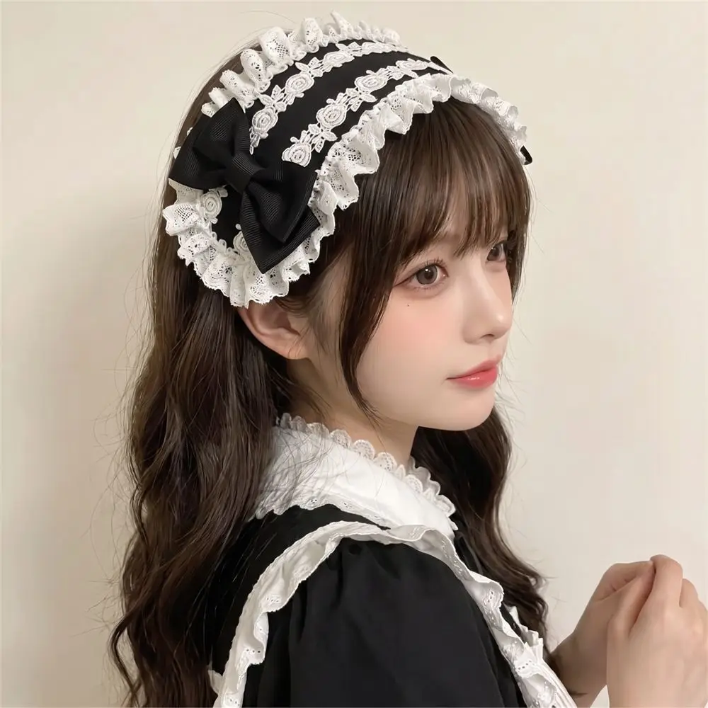Creative Spicy Girl Lolita Lace Headband Rivet Y2k Lolita Hair Clip JK Kawaii Cosplay Headdress Daily