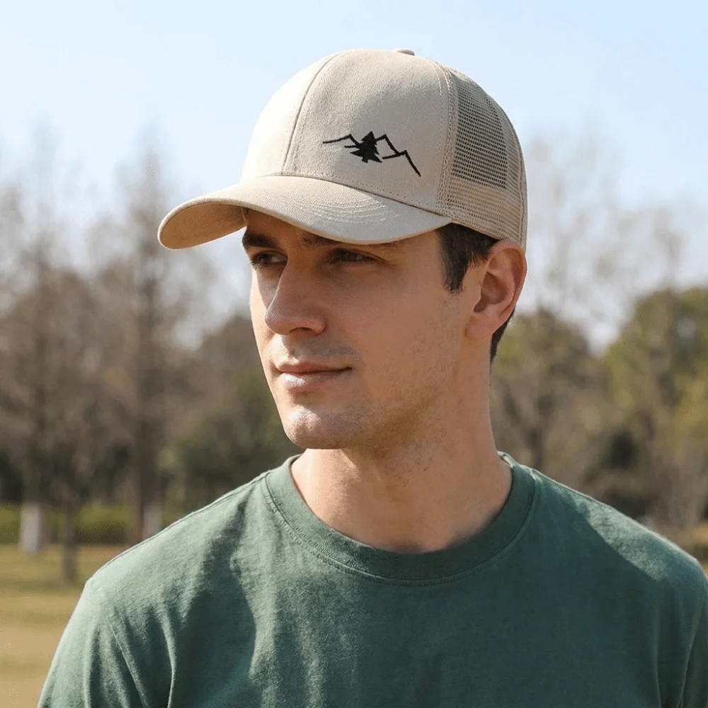 

Breathable Quick-Drying Baseball Cap Adjustable Mountain Embroidery Snapback Hat Wide Brim Cotton Mesh Duckbill Cap Summer
