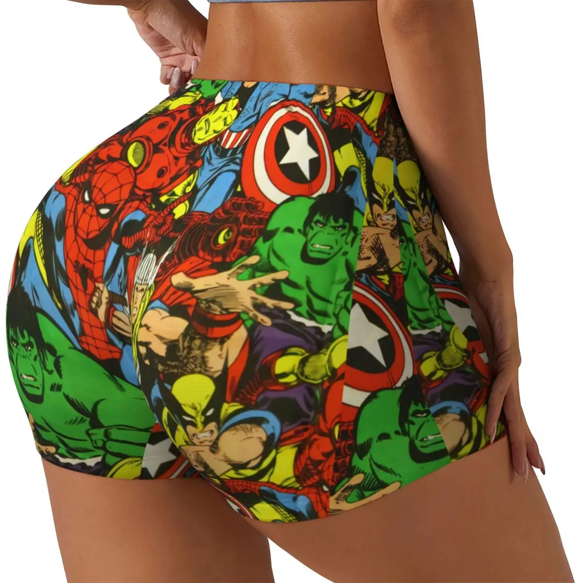 Custom Superhero Spider Man Gym Biker Running Shorts Women's Workout Yoga Shorts