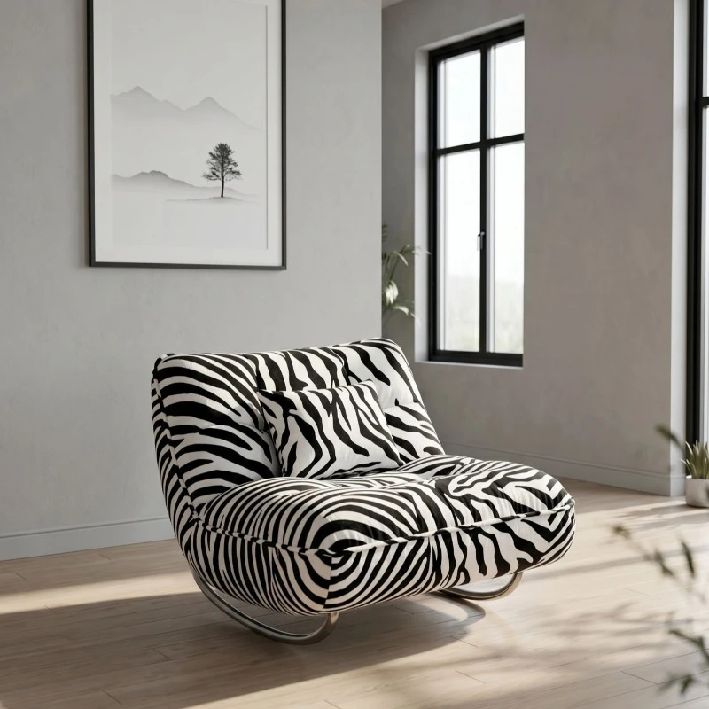 Moderner, schlichter Zebra-Muster-Einzelsessel für Wohnzimmer, Schlafzimmer, Freizeitstuhl