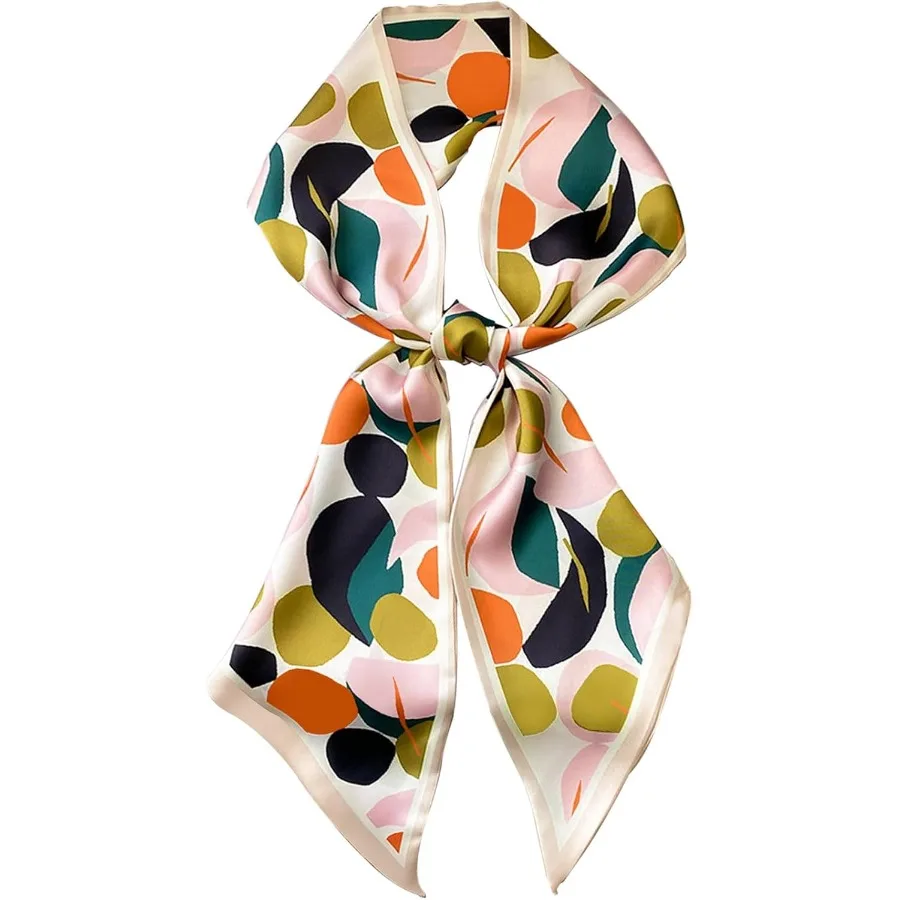 

Dailyacc Hair Scarf for Women Fashion Silky Satin Headscarf Wrap Breathable Lightweight Neck Scarves For Handbag Accessories Pe