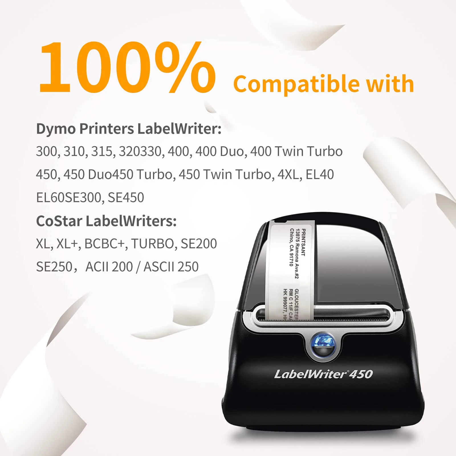 Compatible DYMO 30256 (2-5/16" x 4") Shipping Labels, Strong Permanent Adhesive & Perforated, for Labelwriter 450, 4XL, Rollo
