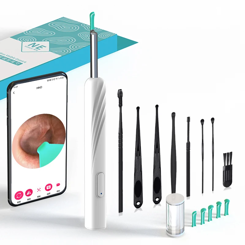 

Умный набор для чистки ушной серы 8 в 1 с камерой и подсветкой — 4 чистящие насадки, безопасный и удобный, домашний инструмент для чистки ушной серы