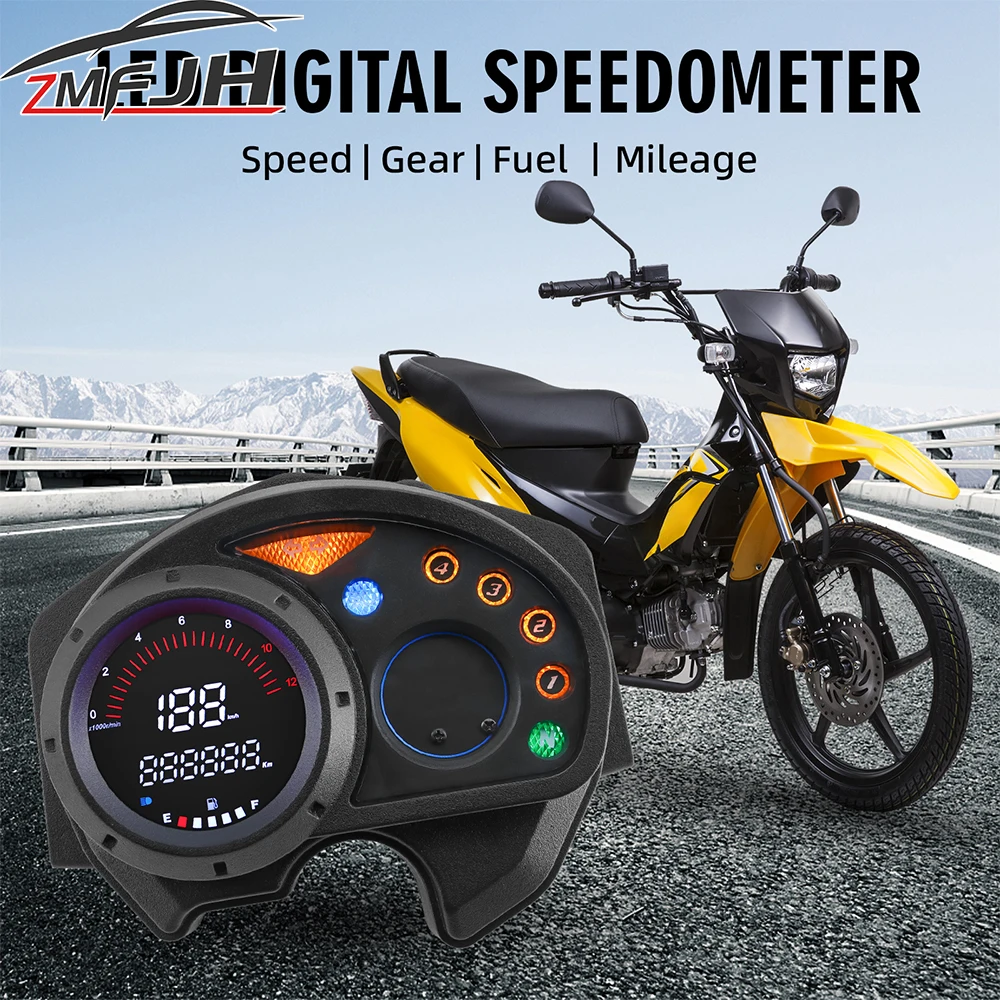 Digital LED Speed Meter For Honda XRM110 RS125 Gear Turn Signal Light RPM Tachometer Fuel Level Gauge Waterproof Speedometer