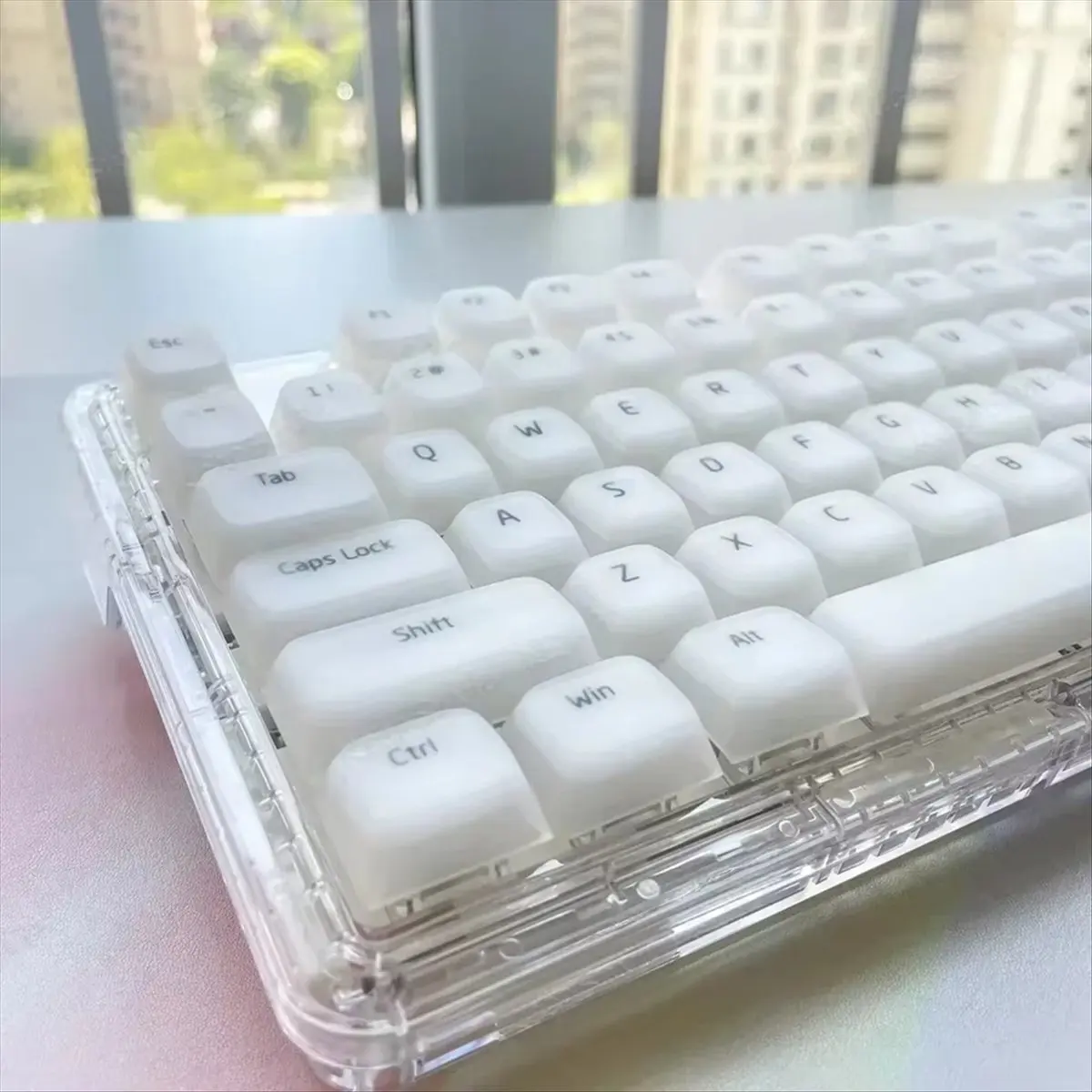 

【Promo】Jelly Pudding Soft Silicone Keycap Set ABS 113 Keys Matte Transparent Girl Simple for 60/84/98/108 Mechanical Keyboards