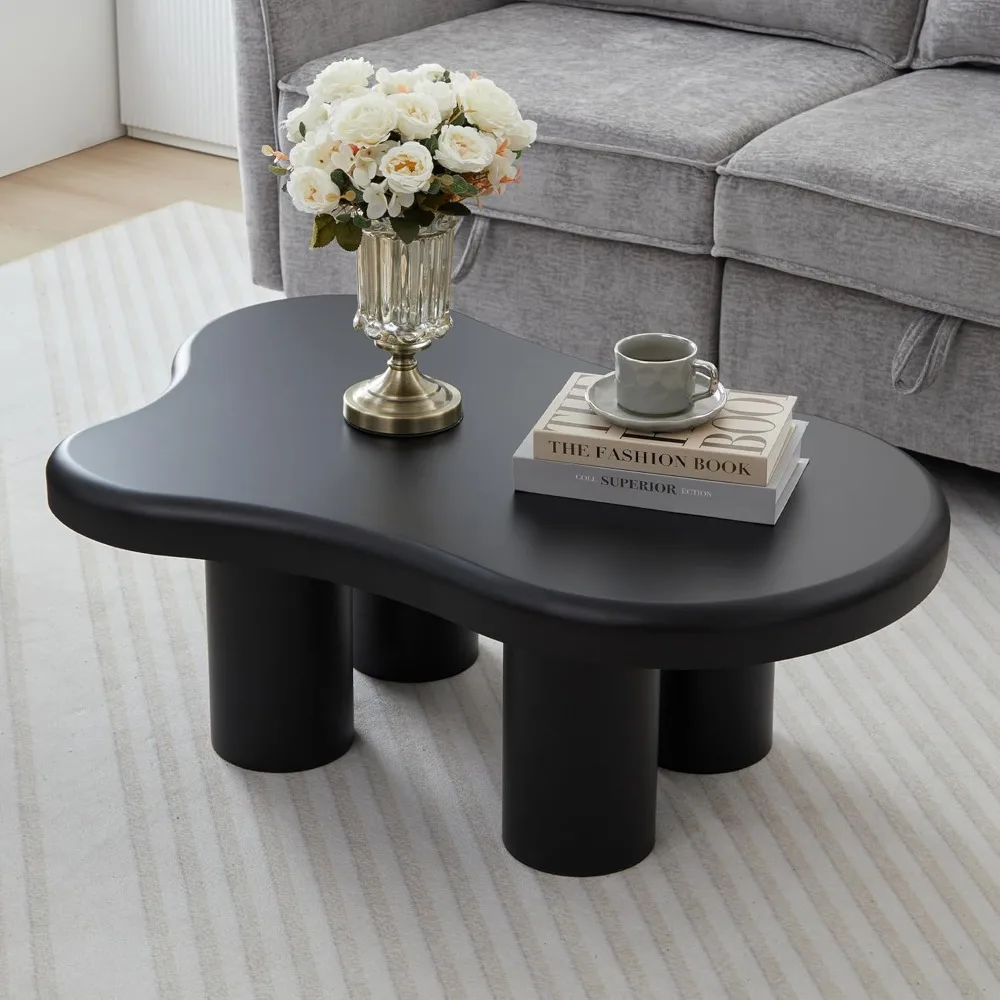 Cloud Coffee Table, Irregular Coffee/Tea Table with Large Tabletop, Accent Cocktail Table, Cloud Shape Coffee Table Living Room