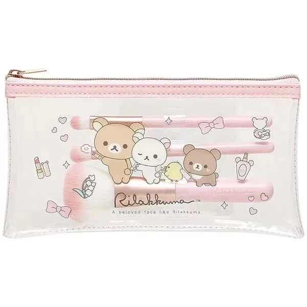 

Rilakkuma Cartoon Makeup Bag Cute Bear Transparent Storage Bag Zipper One Word Bag Anime Peripheral Zero Wallet Birthday Gift
