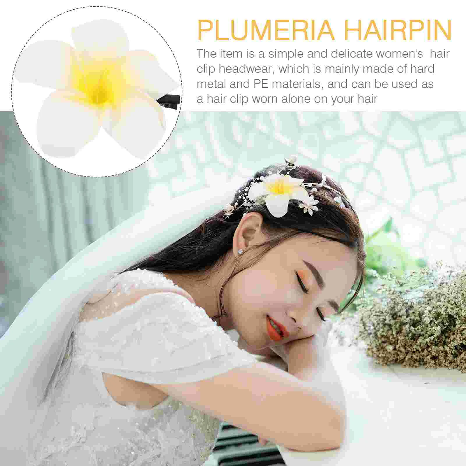 Women's Girls Plumeria Hair Clip Hairpin Headwear (Yellow) Women hair pin Flower hair clip Women hair clip