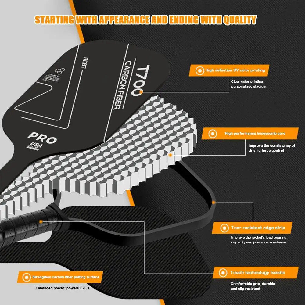

1 шт. T700 Pickleball Paddles из углеродного волокна, одобренные USAPA ракетки для пиклбола, легкие и удобные весла для пиклбола