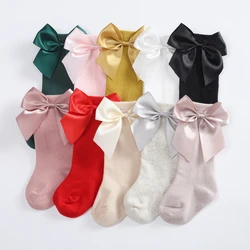 0-3Years Baby Girls Sock Newborn Infant Toddler Kids Children Princess Cotton Cute High Long Socks Stockings with Bow