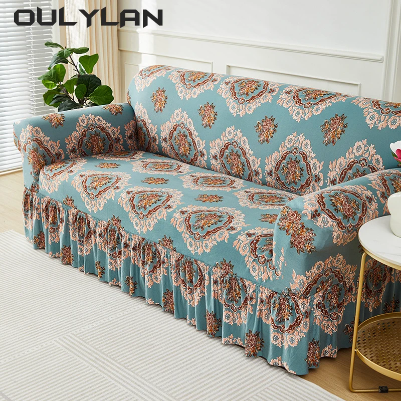 Dustproof Non-slip Sofa Cover Furniture Protector For Living Room Bedroom Office Home Decor Elastic Sofa Cover With Skirt