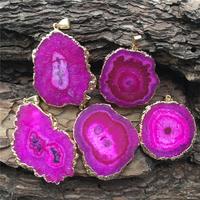 Natural Stone Quartz Crystal Chrysanthemum Rose red Agates Pendant for Diy Jewelry Making Necklace Accessories 3PCS Wholesale