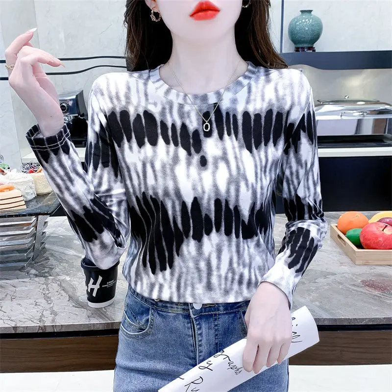 Fashion O-Neck Long Sleeve Printed Striped T-Shirts Women's Clothing 2024 Autumn New Loose Casual Tops All-match Tee Shirt