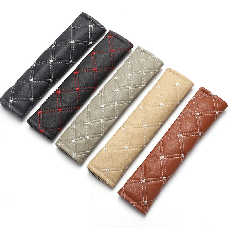 جديد مقعد السيارة حزام غطاء بولي Leather الجلود لينة حزام الأمان غطاء الكتف تنفس حماية وسادة اكسسوارات الديكور الداخلي للسيارات #4
