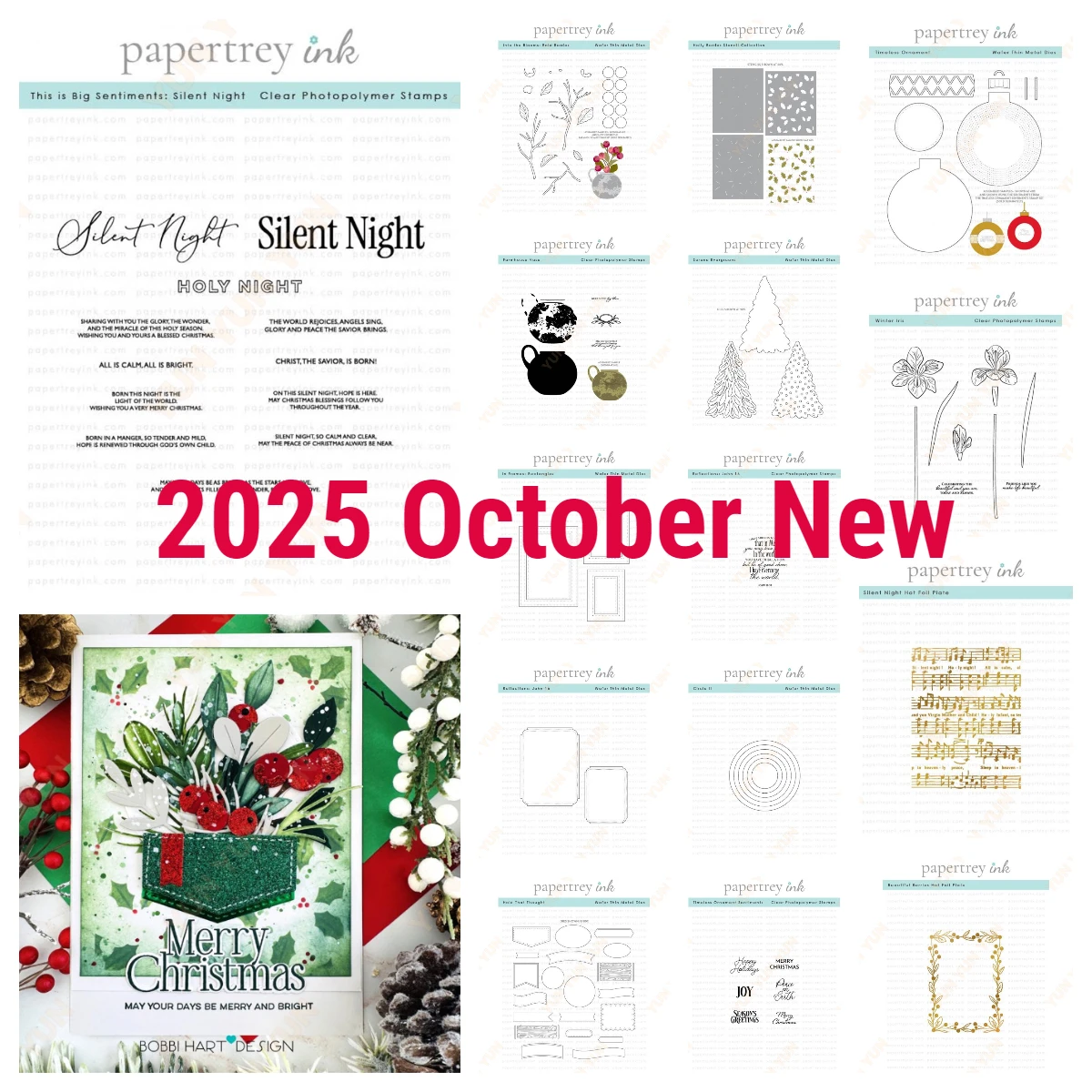 

Merry Christmas Reflections: John 16 Die Cut Big Sentiments Silent Night Stamps Berries Vase Dies DIY Card Scrapbooking 2025 New