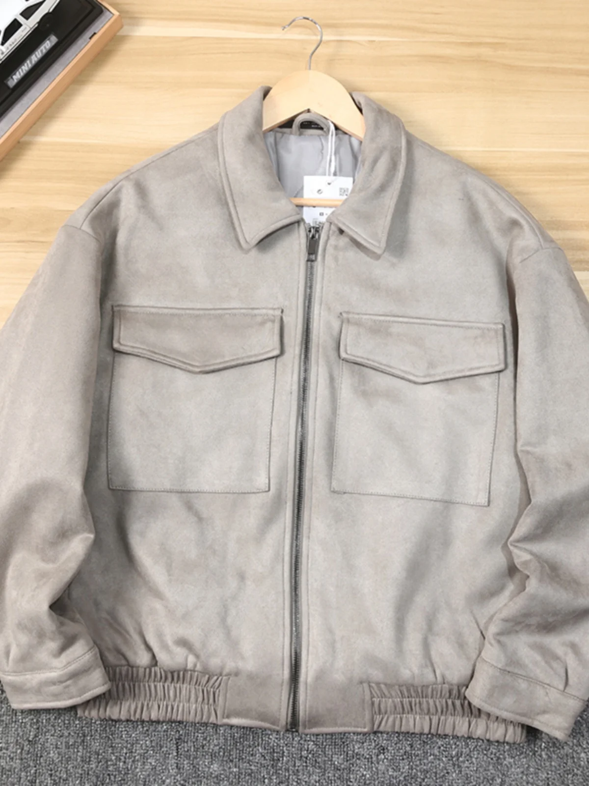 نسخة Thiened الأمريكية الرجعية عارضة الجلد المدبوغ طوق القطن Jaet الرجال ملابس خارجية معطف دافئ الوقوف صالح طول منتظم