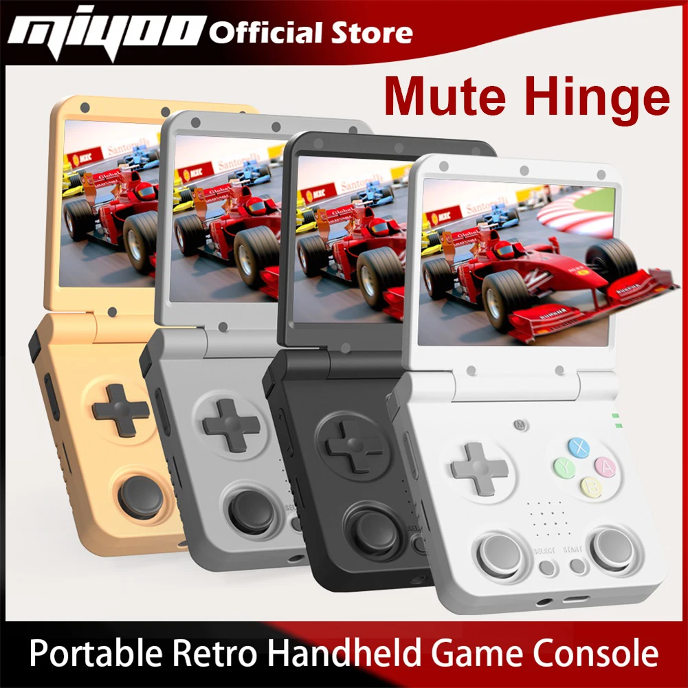 MIYOO Flip V2 Console de jeu Portable rétro avec charnière en métal 3.5 ''écran IPS Machine de jeu Portable compacte double bâtons analogiques cadeau
