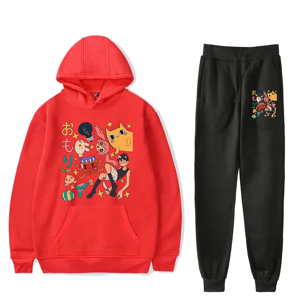 Hot Game Omori Vintage 90s PULLOVER Fashion Merch Hoodies Sports Set Men Hoodies Pants Two-Piece Pullover Women