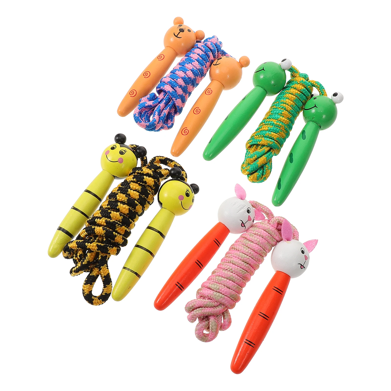 

4 Pcs Wooden Skipping Ropes Durable Kids Jump Rope Ergonomic H Lightweight Exercise Fitness Adjustable Toy