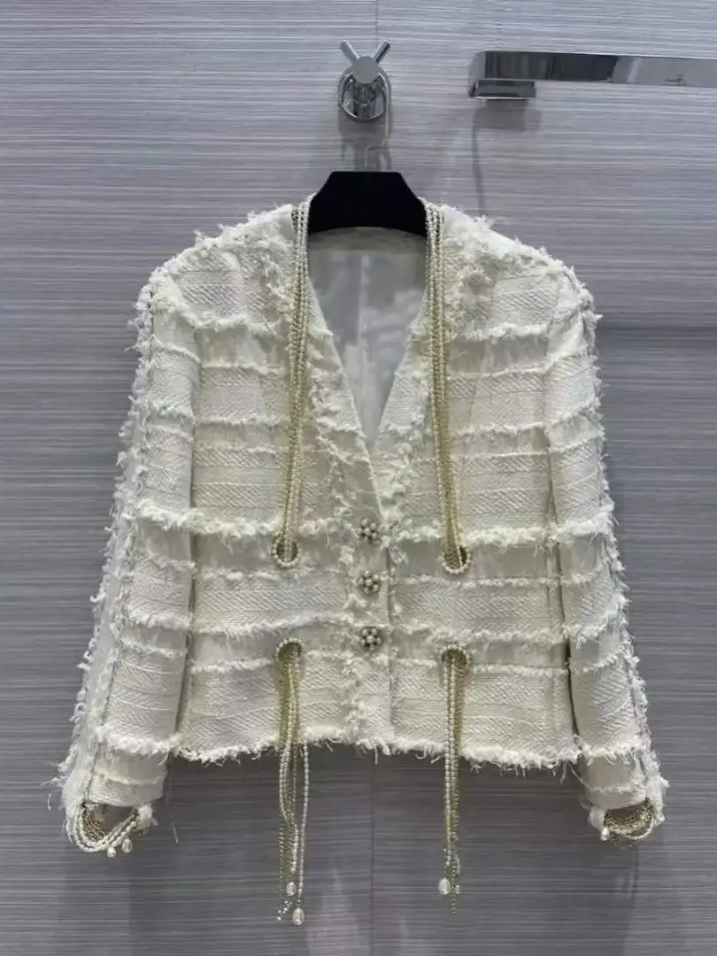 

Pearl jacket women's 2022 autumn and winter new style heavy industry tassel socialite small fragrant style short jacket wy2240