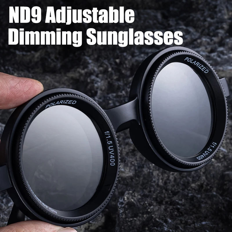

Polarized ND9 Adjustable Dimming Sunglasses Men 2025 Trendy Punk Round Sun Glasses UV400 Outdoor Shades Fishing Filter Eyewear