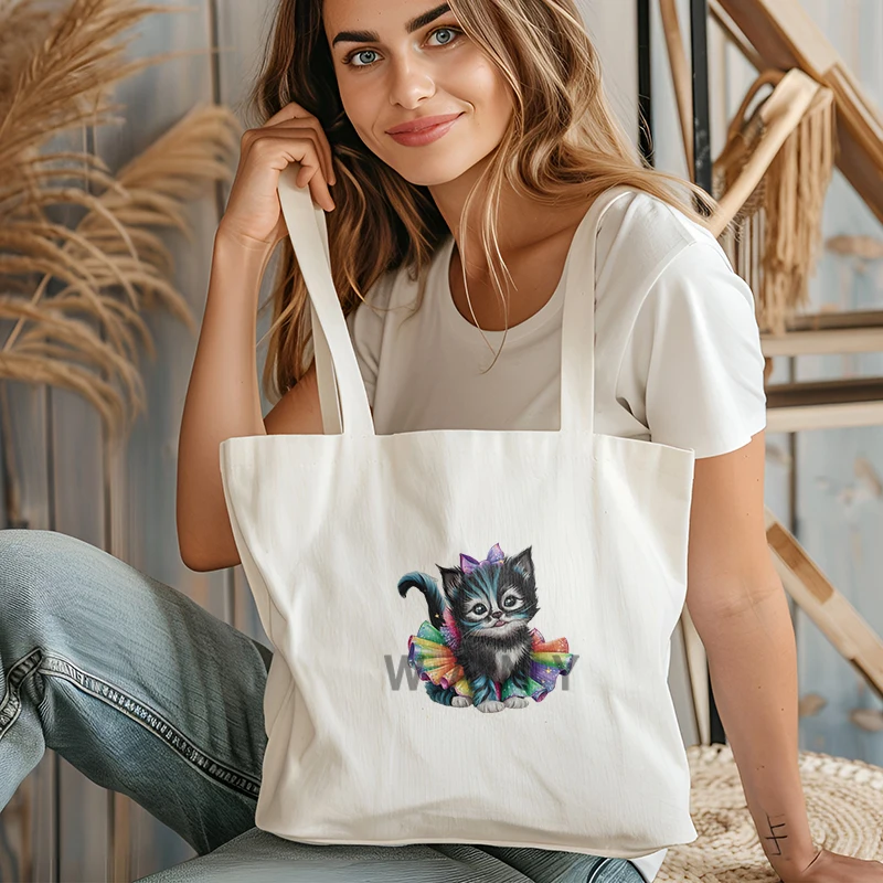 A Black Cat Wearing a Colorful Dress Iron On Patch DTF Transfers Ready to Press Heat Transfer On Clothes Iron On Heat Transfer view 4