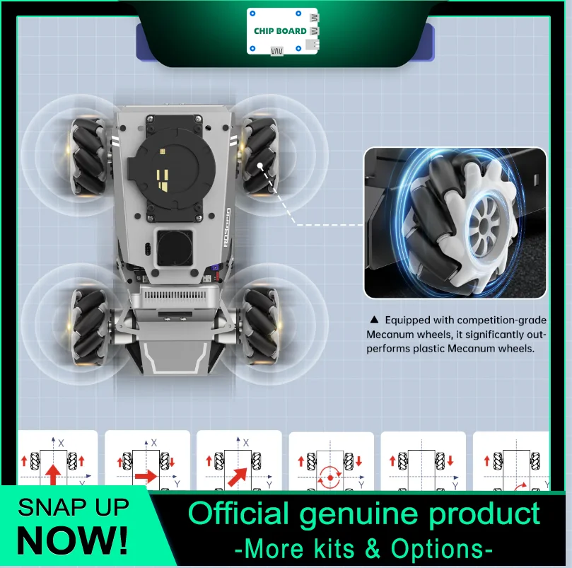 

Hiwonder ROSOrin ROS2 autonomous vehicle with multimodal AI vision, large-model support, SLAM capability and mecanum wheels