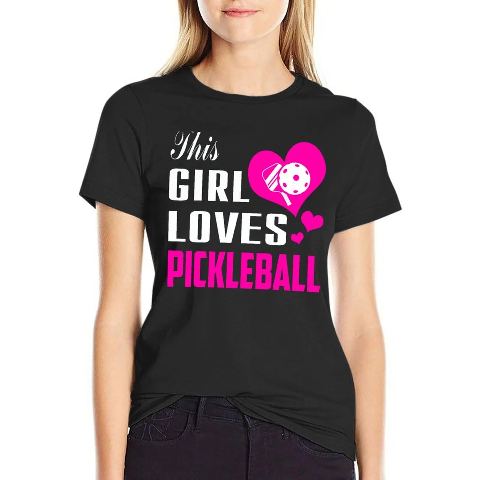 

This Girl Loves Pickleball Pickleball Girls Gift for Pickleall Lovers T-Shirt female oversized tops for Women