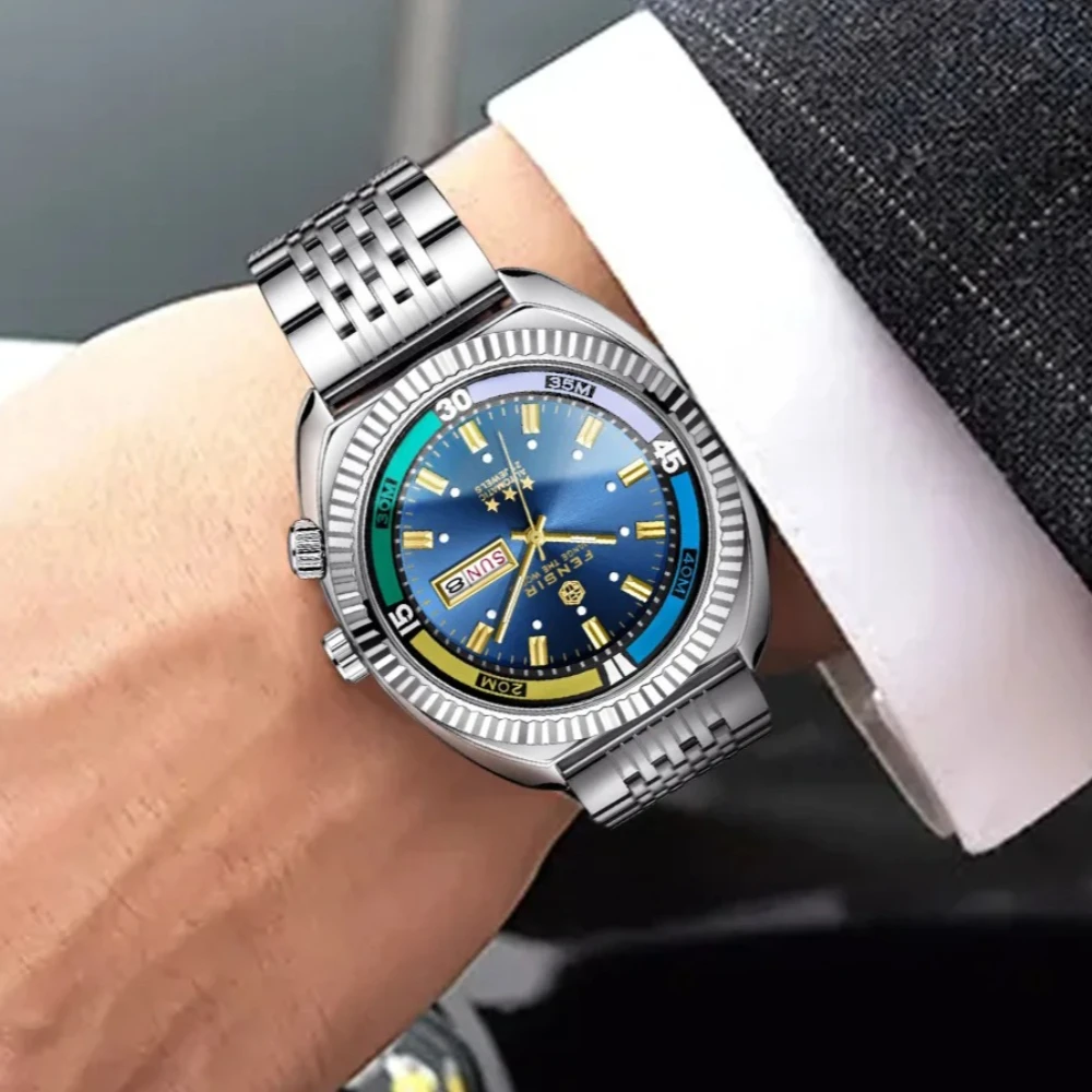 

High Quality Quartz Watch Men Personality Imitation Mechanical Classic Creative Steel Sealed or Skeleton Bottom Watch AAA Clcok