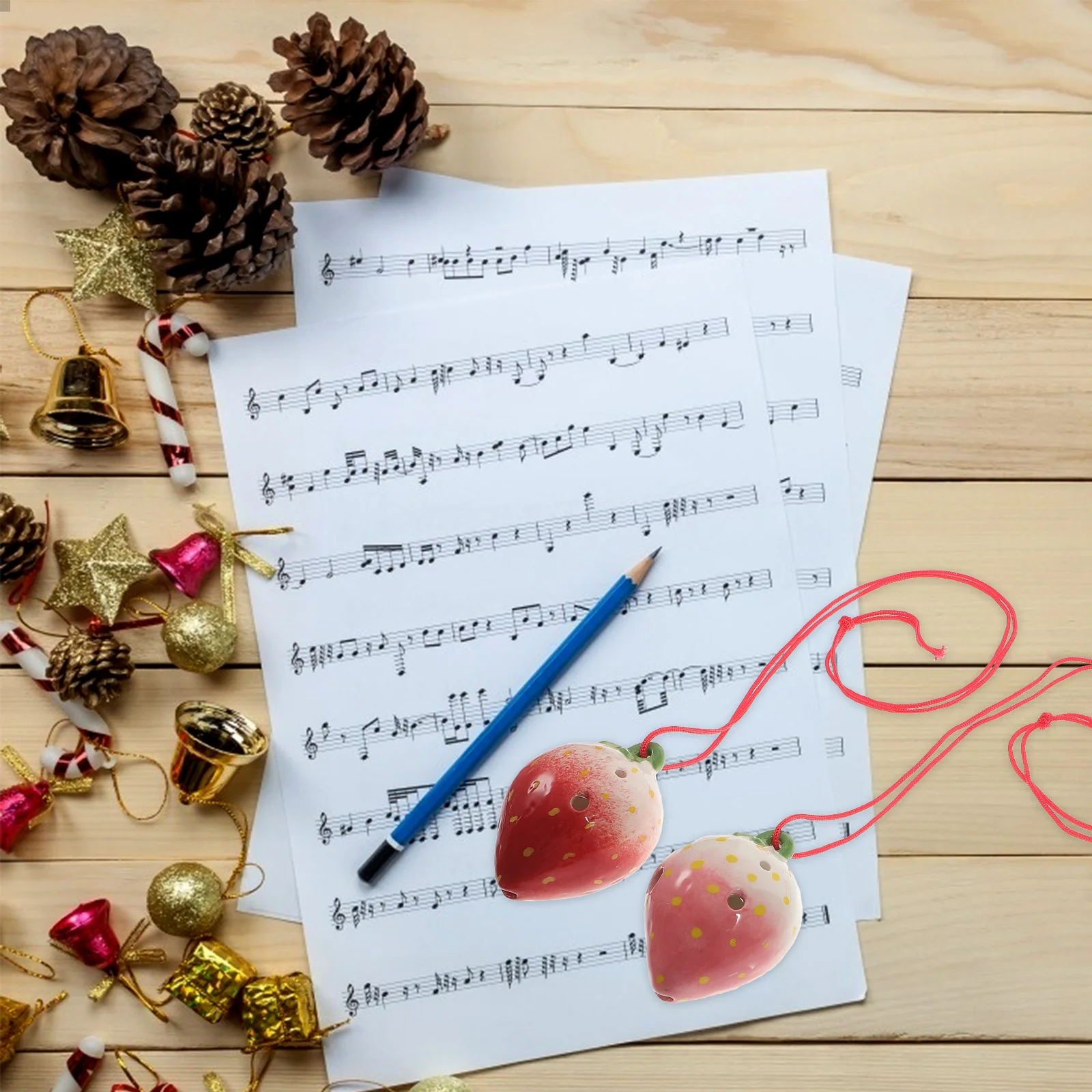 

2Sets 6-Hole Ocarina Wind Instrument Strawberry Design Beginner Practice Durable Gift 6-Hole Ocarina