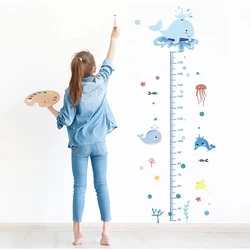 1pc Baby Whale Height Sticker, Home Decoration Wall Sticker, Cute Measurement Height Sticker for Children's Room