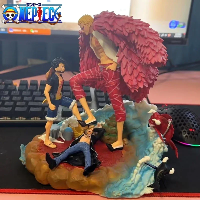 One Piece Luffy Anime Figure Donquixote Doflamingo Vs Luffy Figurine Statue Model Toy Desktop Decoration Children Christmas Gift