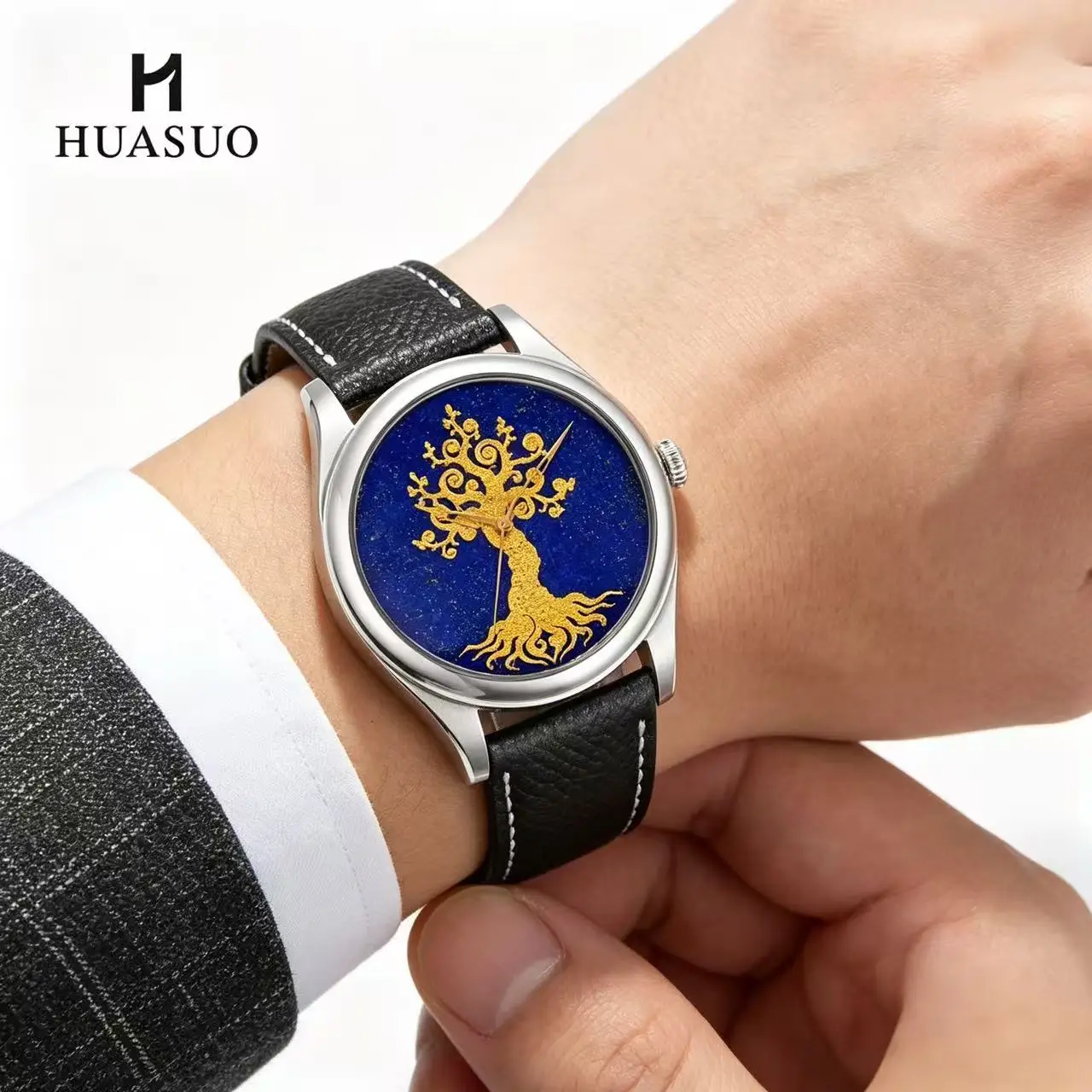 

HUASUO Ancient Egyptian Secret Pattern Luxury Mens Watch PT5000 Automatic Mechanical 38mm Stainless Steel Case 5ATM Waterproof