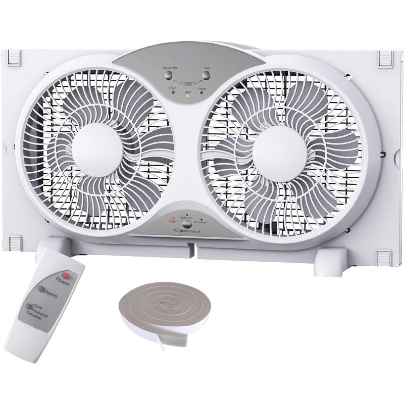 

Window Fan with Reversible Airflow Quiet, Twin 9" Blades, Full Remote Control, 3 Functions-3 Speeds, Bathroom Kitchen Window