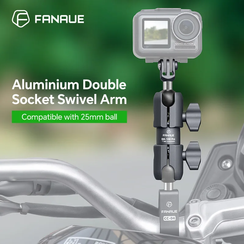 FANAUE Motorcycle Phone Holder Ball Head Two-Way Rotating Connecting Rod 10cm Supports 25mm Ball Head Compatible with RAM