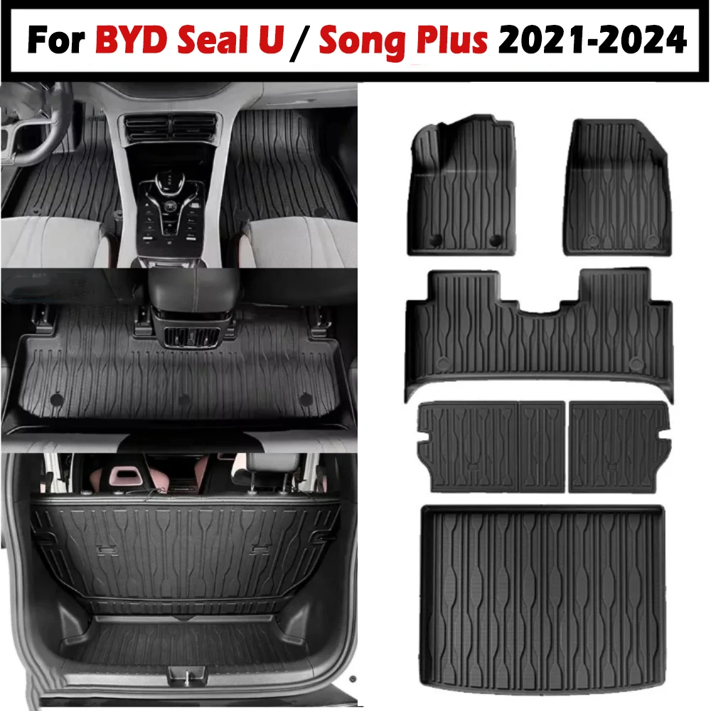 

TPE Floor Mats for BYD Seal U / Song Plus Sealion 6 2021-2024,All Weather Trunk Pad Waterproof Anti-Slip Accessories