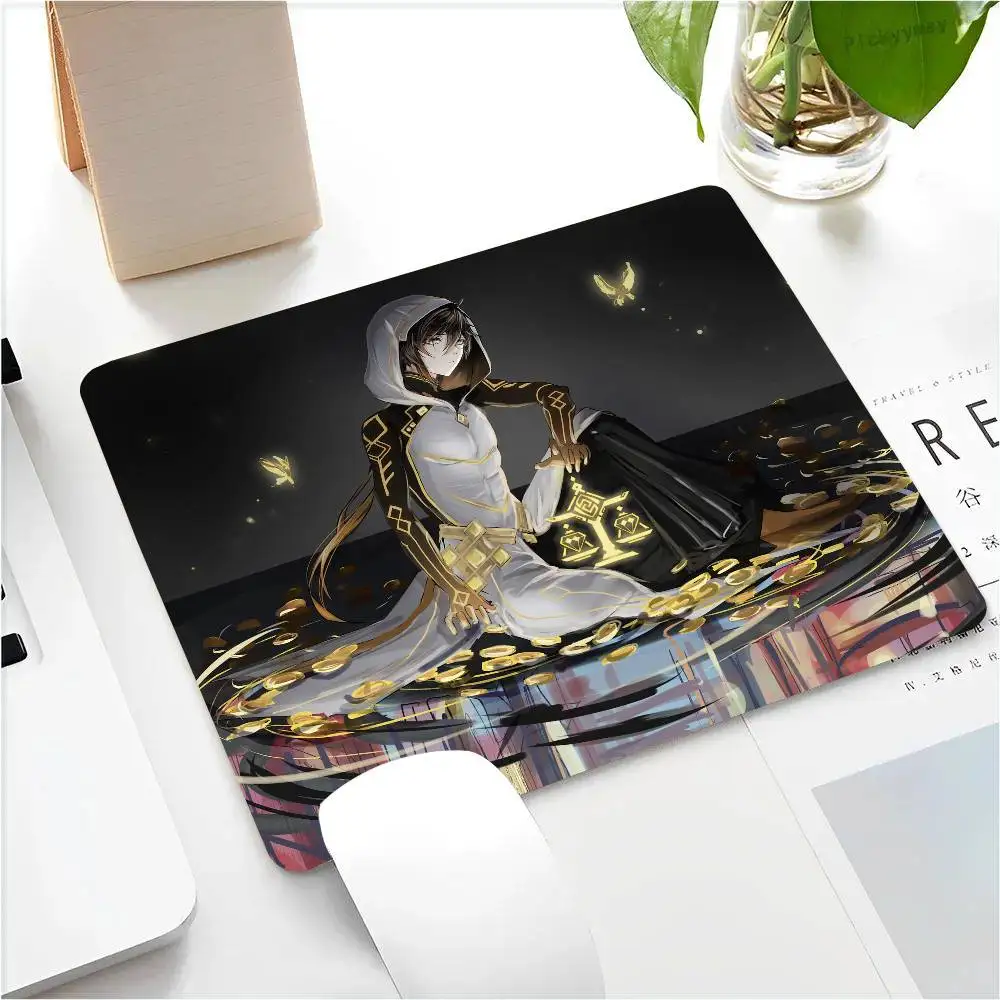 Zhongli Genshin Mousepad Small LockEdge Mouse Pad For Gamers Computer Desk Pad Rectangular Anti-slip Rubber