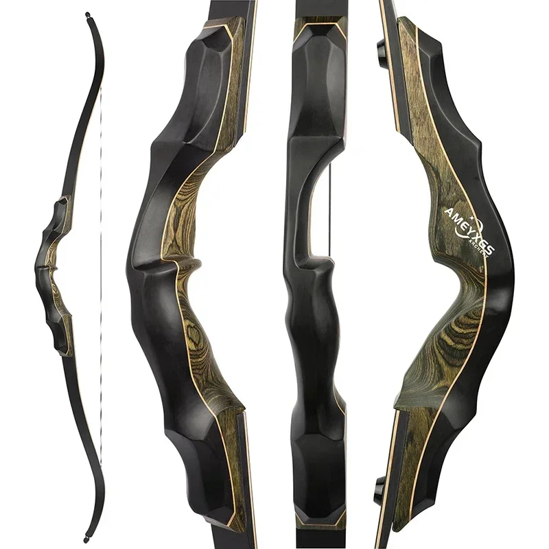 New 62inch Archery Recurve Bow 20-55lbs Takedown Split Bow 16inch Technology Wood Riser for Right Hand Outdoor Shooting Hunting